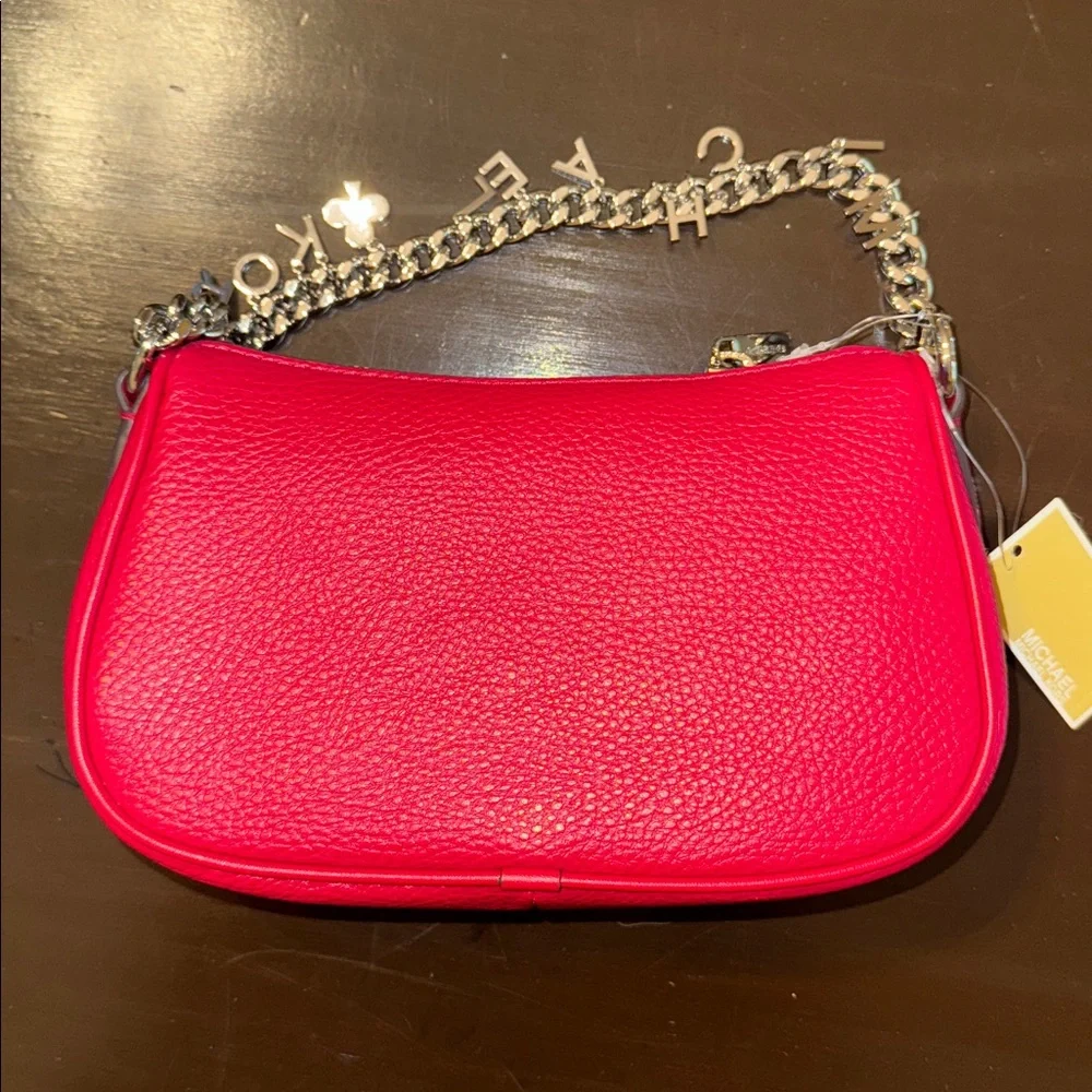 Michael Kors Pink Studded Crossbody Bag with Silver Chain